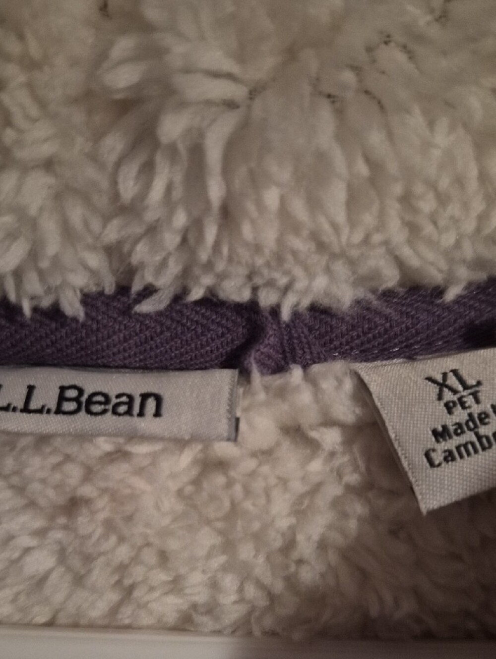 L.L. Bean Lavender Zip Hoodie with White Sherpa Lining - Picture 2 of 6